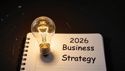 Illuminating 2026: A Bright Lightbulb Sparks Business Strategy on a Notebook for Future Growth and Innovation.