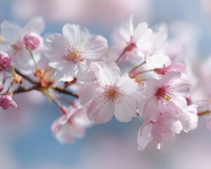 Obraz premium Closeup Pink And White Cherry Blossoms