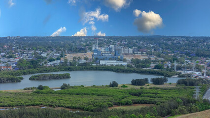 Fototapeta premium Wentworth Point a suburb in western Sydney newly built residential high rise apartments area on Parramatta River Sydney NSW Australia