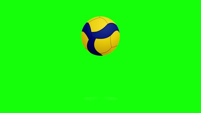 Bouncing Volleyball Loop Animation: Green Background, Yellow and Blue Design
