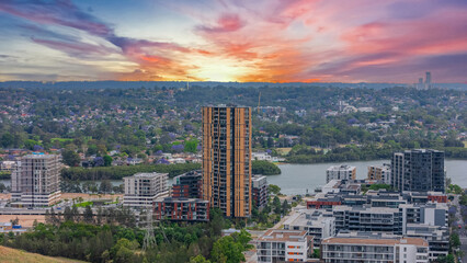 Wentworth Point a suburb in western Sydney newly built residential high rise apartments area on Parramatta River Sydney NSW Australia