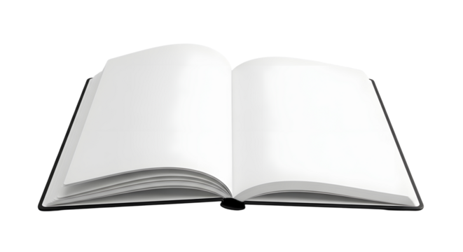 Open book with blank pages isolated on transparent background