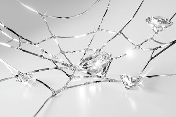 Broken Glass With Sparkling Diamonds