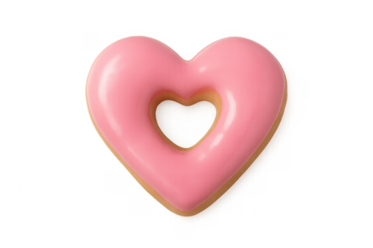 Pink heart shaped donut with frosting