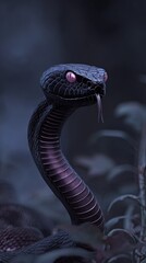 Digital Art Of A Snake In Dark Forest