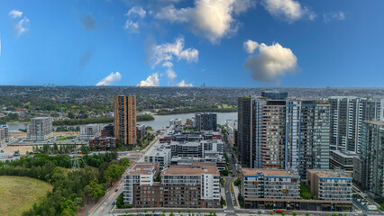 Wentworth Point a suburb in western Sydney newly built residential high rise apartments area on Parramatta River Sydney NSW Australia