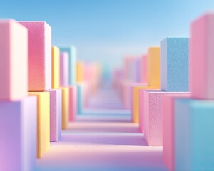 Colorful Pastel Geometric Blocks Abstract Background