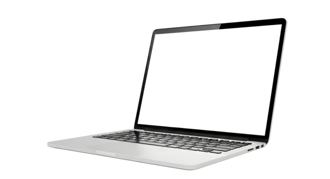 Modern silver laptop computer isolated on transparent background