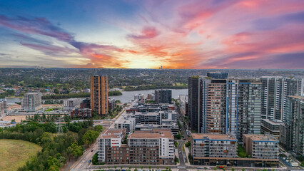 Wentworth Point a suburb in western Sydney newly built residential high rise apartments area on Parramatta River Sydney NSW Australia