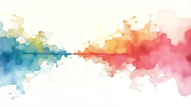 An abstract watercolor illustration depicting hybrid work dynamics, featuring vibrant colors and negative space to enhance visibility and facilitate meaningful messaging.