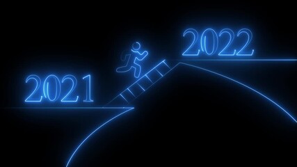 2021 to 2022 new year transfer animation. Year change New Year concept countdown for happy new change concept New Year concept countdown for happy new year.4k video animation