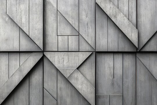 close-up of a textured gray concrete wall with geometric patterns and angular shapes creating depth and shadows