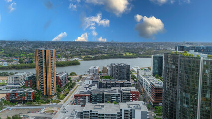 Wentworth Point a suburb in western Sydney newly built residential high rise apartments area on Parramatta River Sydney NSW Australia
