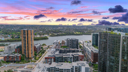 Wentworth Point a suburb in western Sydney newly built residential high rise apartments area on...