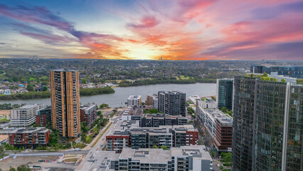 Wentworth Point a suburb in western Sydney newly built residential high rise apartments area on Parramatta River Sydney NSW Australia