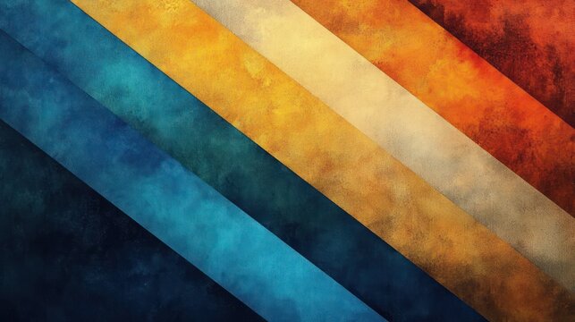 Abstract textured background featuring diagonal stripes in shades of blue, teal, orange, yellow, and cream creating a dynamic colorful pattern