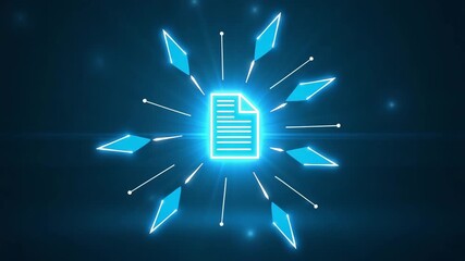 A clean digital backdrop showcasing data compliance workflows with arrows leading towards a secure document icon. Negative space allows for content insertion on compliance strategies.