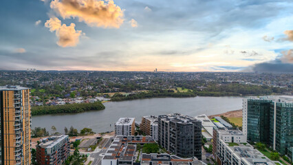 Wentworth Point a suburb in western Sydney newly built residential high rise apartments area on...