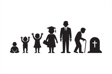 Stages of life vector silhouette for philosophy, education, and psychology themes