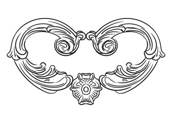 Vector engraved oval shape frame baroque design element