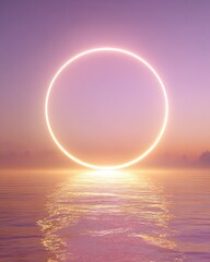 Golden Circle Sunset Over Water