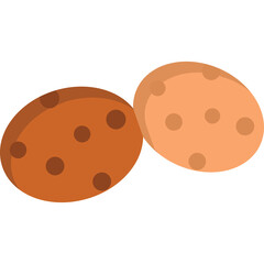 Two Chocolate Chip Cookies A Dark Brown One And A Light Brown One Isolated On A Transparent Background With A Soft Drop Shadow