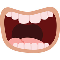 Wide Open Mouth With Pink Tongue And Teeth On Transparent Background Vector Illustration