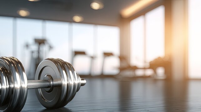 Modern Gym Interior With Dumbbell