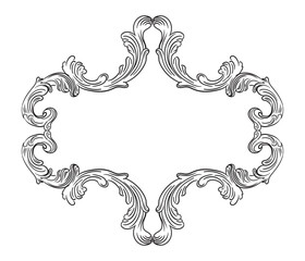 Horizontal vector engraved frame baroque design element