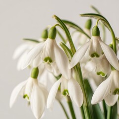 Fototapeta premium Closeup Snowdrop Flowers With Water Droplets