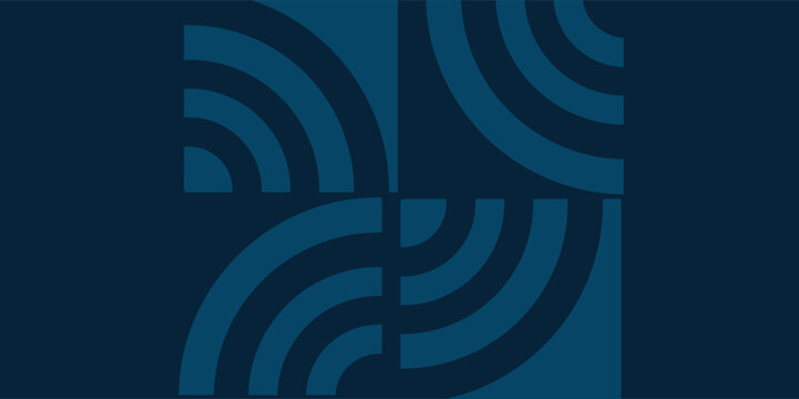 Abstract geometric pattern with four quadrants of concentric quarter-circles resembling signal waves on a dark blue background.