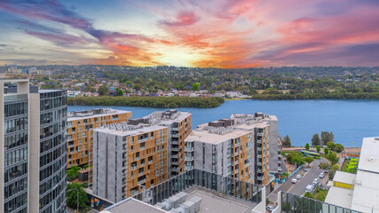 Wentworth Point a suburb in western Sydney newly built residential high rise apartments area on Parramatta River Sydney NSW Australia