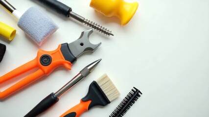 A close-up view capturing smart home maintenance tools amidst a clean, uncluttered background, effectively utilizing negative space to allow for informational text about maintenance options.