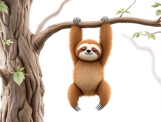 Naklejka premium Sleepy 3D Cartoon Sloth