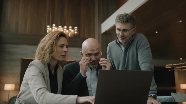 Medium shot showing a creative team brainstorming dynamic QR code designs for seamless integration between print materials and engaging augmented reality features - Powered by Adobe