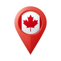 Canada, Geolocation sign, image in national colors on a neutral transparent background for designers, marketers. Popular illustration, object, symbol, texture, pattern, holiday.
