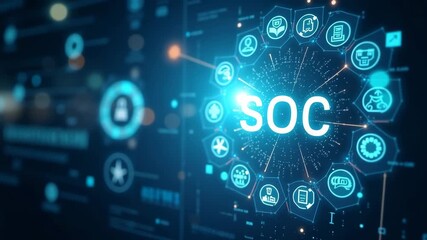 An artistic interpretation of SOC governance and auditing processes, implemented in a structured format to allow for copy space and focal interest.