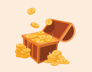 Treasure Chest Overflowing with Gold Coins