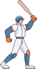 Obraz premium Baseball clipart player swinging bat in dynamic sports pose