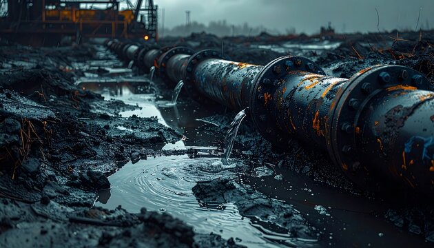 Leakage from Broken Water Pipe in Soil Depicting Repair, Damage, and Fluid Pressure