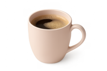 Cream coffee beverage in a ceramic mug on transparent background