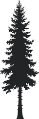Conifer tree silhouette vector illustration with pointed shape and dense branches, perfect for forest design, nature concept, and botanical themes