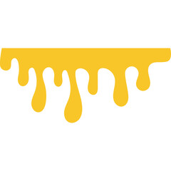 Yellow liquid dripping down transparent background symbolic of honey or paint flow abstract concept