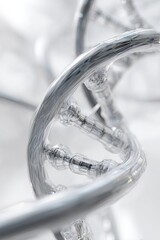 Silver Metallic Dna Helix Closeup