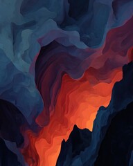 Abstract Volcanic Landscape Digital Art