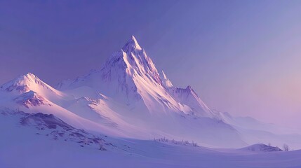 Snowy Mountain Peaks At Dawn