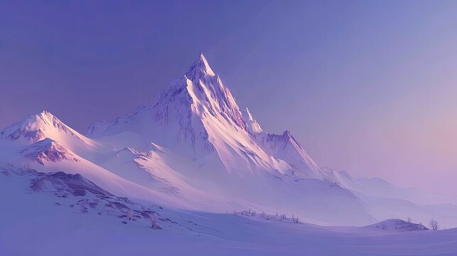 Snowy Mountain Peaks At Dawn