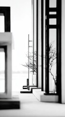 Architectural Model Black And White Minimalist Interior Design