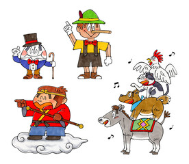 海外の童話キャラクターセット(ハンプティダンプティ、ピノキオ、孫悟空、ブレーメンの音楽隊)