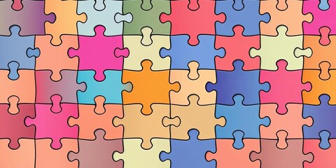Abstract puzzle pieces forming a cohesive vector graphic image,  pieces,  vector